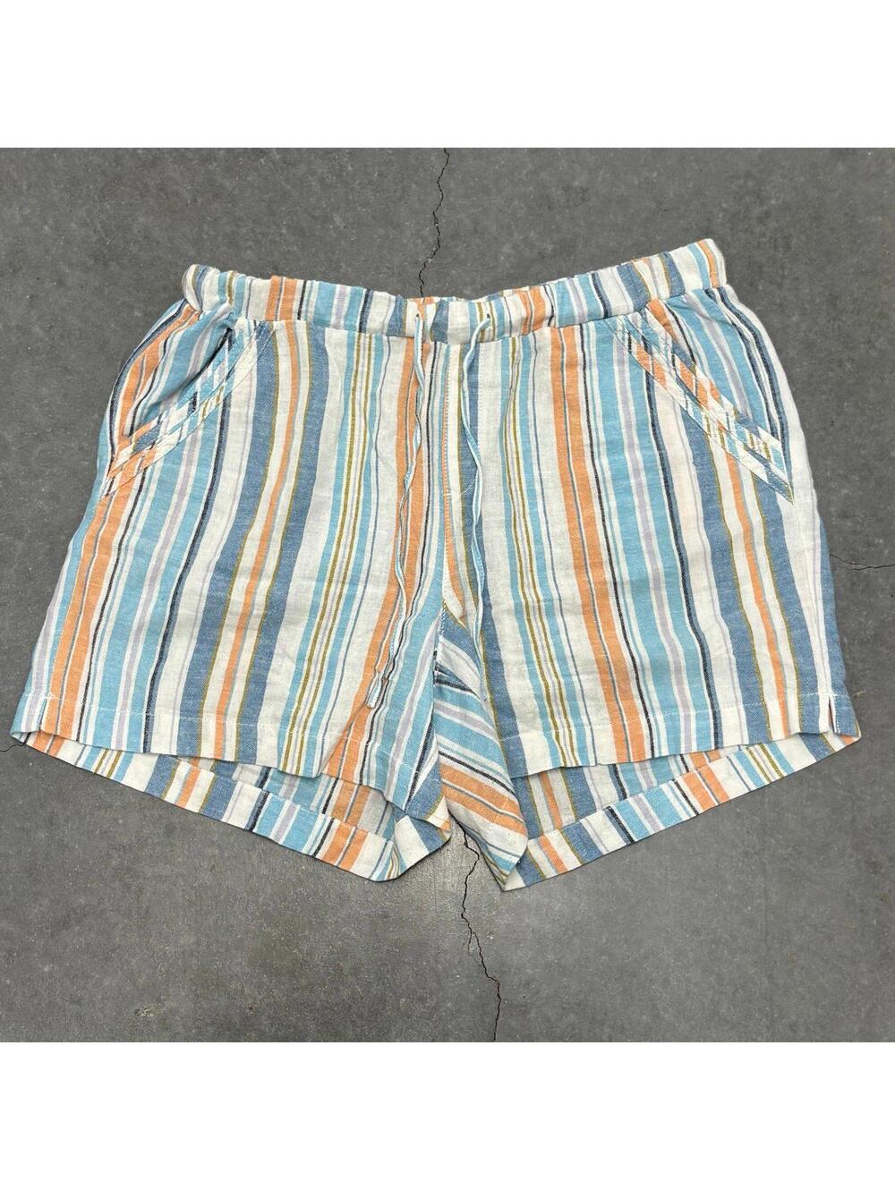 BRIGGS Striped Linen Shorts